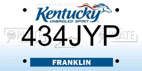 434JYP Kentucky License Plate