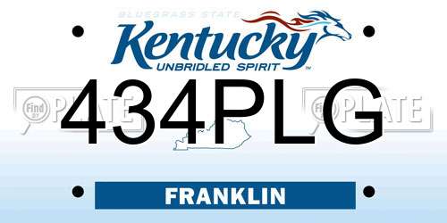434PLG Kentucky License Plate