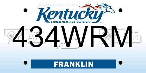 434WRM Kentucky License Plate