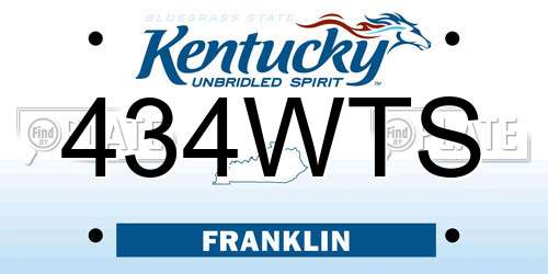 434WTS Kentucky License Plate