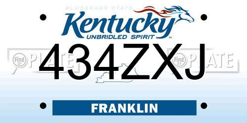 434ZXJ Kentucky License Plate