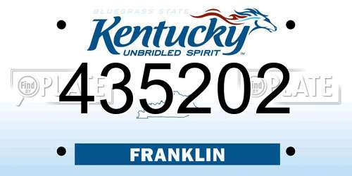 435202 Kentucky License Plate