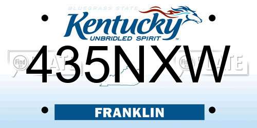435NXW Kentucky License Plate