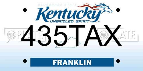435TAX Kentucky License Plate