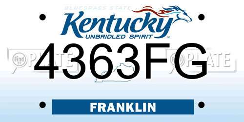 4363FG Kentucky License Plate