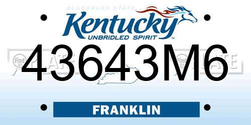 43643M6 Kentucky License Plate