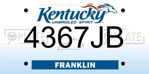 4367JB Kentucky License Plate