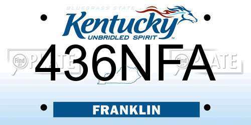 436NFA Kentucky License Plate