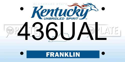 436UAL Kentucky License Plate