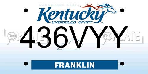 436VYY Kentucky License Plate