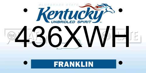 436XWH Kentucky License Plate