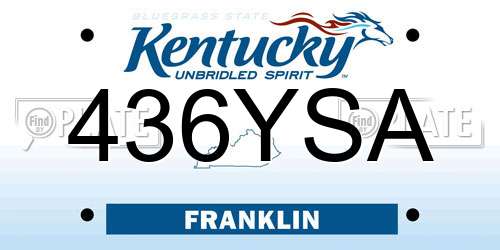 436YSA Kentucky License Plate