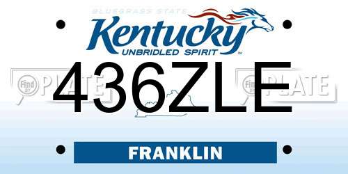 436ZLE Kentucky License Plate