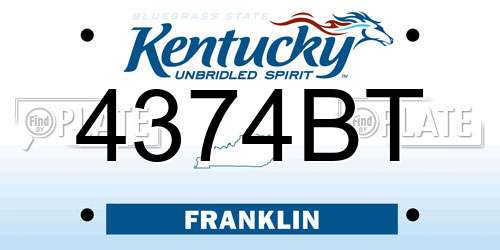 4374BT Kentucky License Plate
