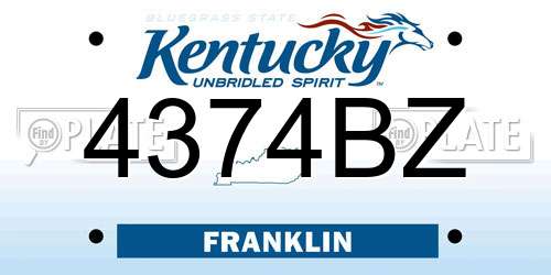 4374BZ Kentucky License Plate