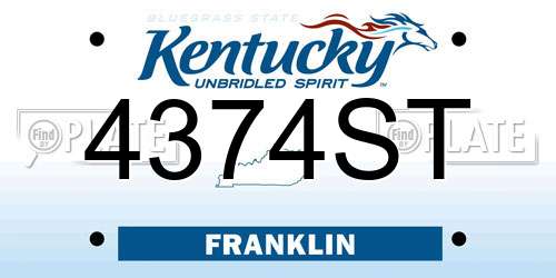 4374ST Kentucky License Plate