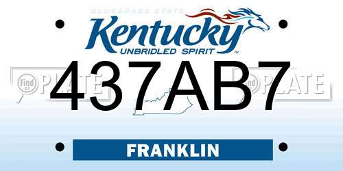 437AB7 Kentucky License Plate