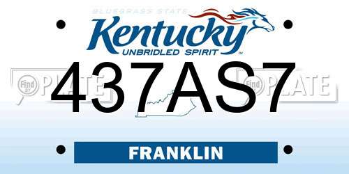 437AS7 Kentucky License Plate