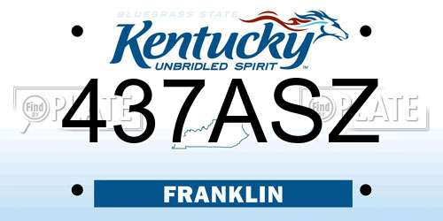 437ASZ Kentucky License Plate