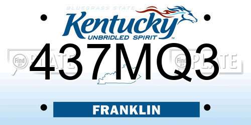 437MQ3 Kentucky License Plate