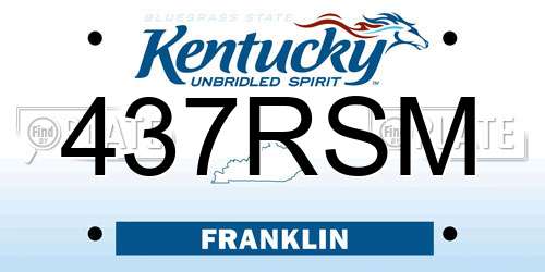 437RSM Kentucky License Plate