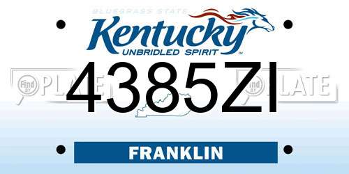4385ZI Kentucky License Plate