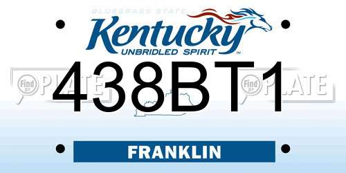 438BT1 Kentucky License Plate