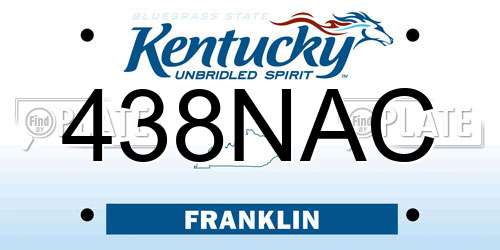 438NAC Kentucky License Plate