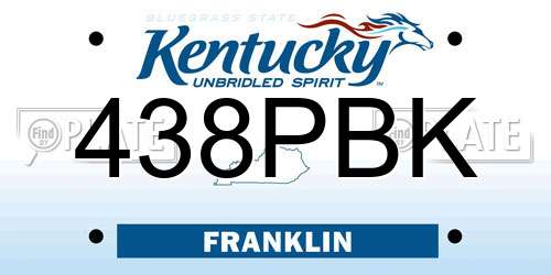 438PBK Kentucky License Plate