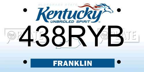 438RYB Kentucky License Plate