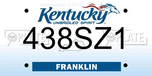 438SZ1 Kentucky License Plate