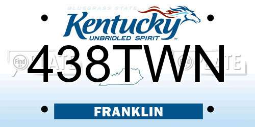 438TWN Kentucky License Plate
