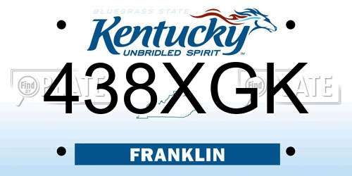 438XGK Kentucky License Plate