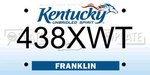 438XWT Kentucky License Plate