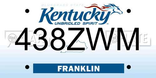 438ZWM Kentucky License Plate