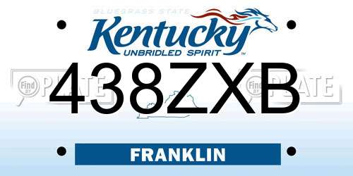 438ZXB Kentucky License Plate