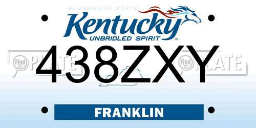 438ZXY Kentucky License Plate