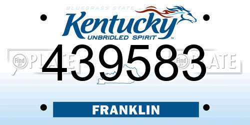 439583 Kentucky License Plate