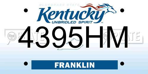 4395HM Kentucky License Plate