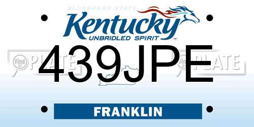 439JPE Kentucky License Plate