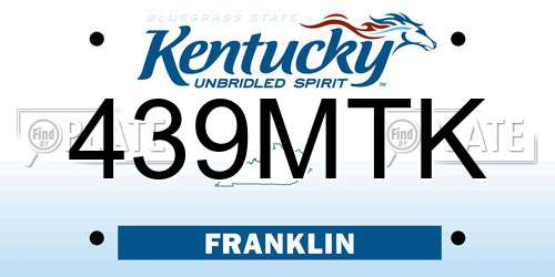 439MTK Kentucky License Plate