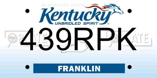 439RPK Kentucky License Plate