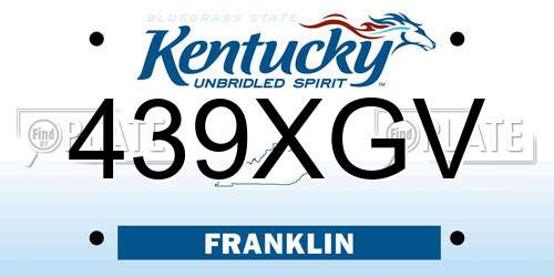 439XGV Kentucky License Plate