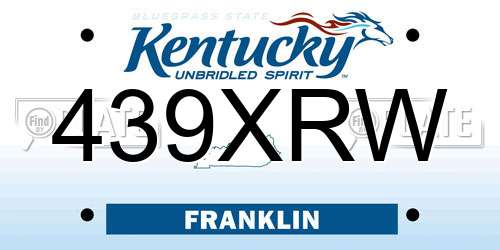 439XRW Kentucky License Plate