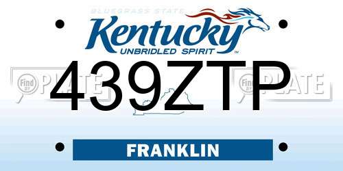 439ZTP Kentucky License Plate