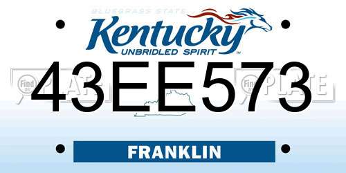 43EE573 Kentucky License Plate
