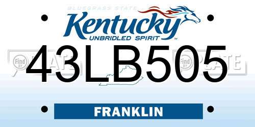 43LB505 Kentucky License Plate