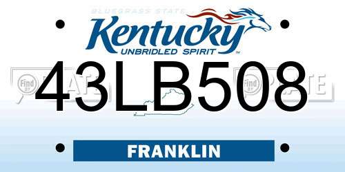 43LB508 Kentucky License Plate