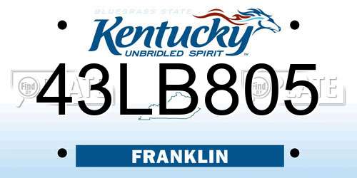 43LB805 Kentucky License Plate