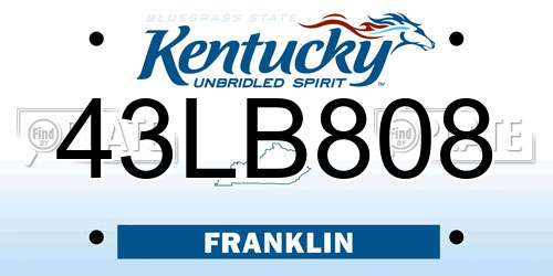 43LB808 Kentucky License Plate